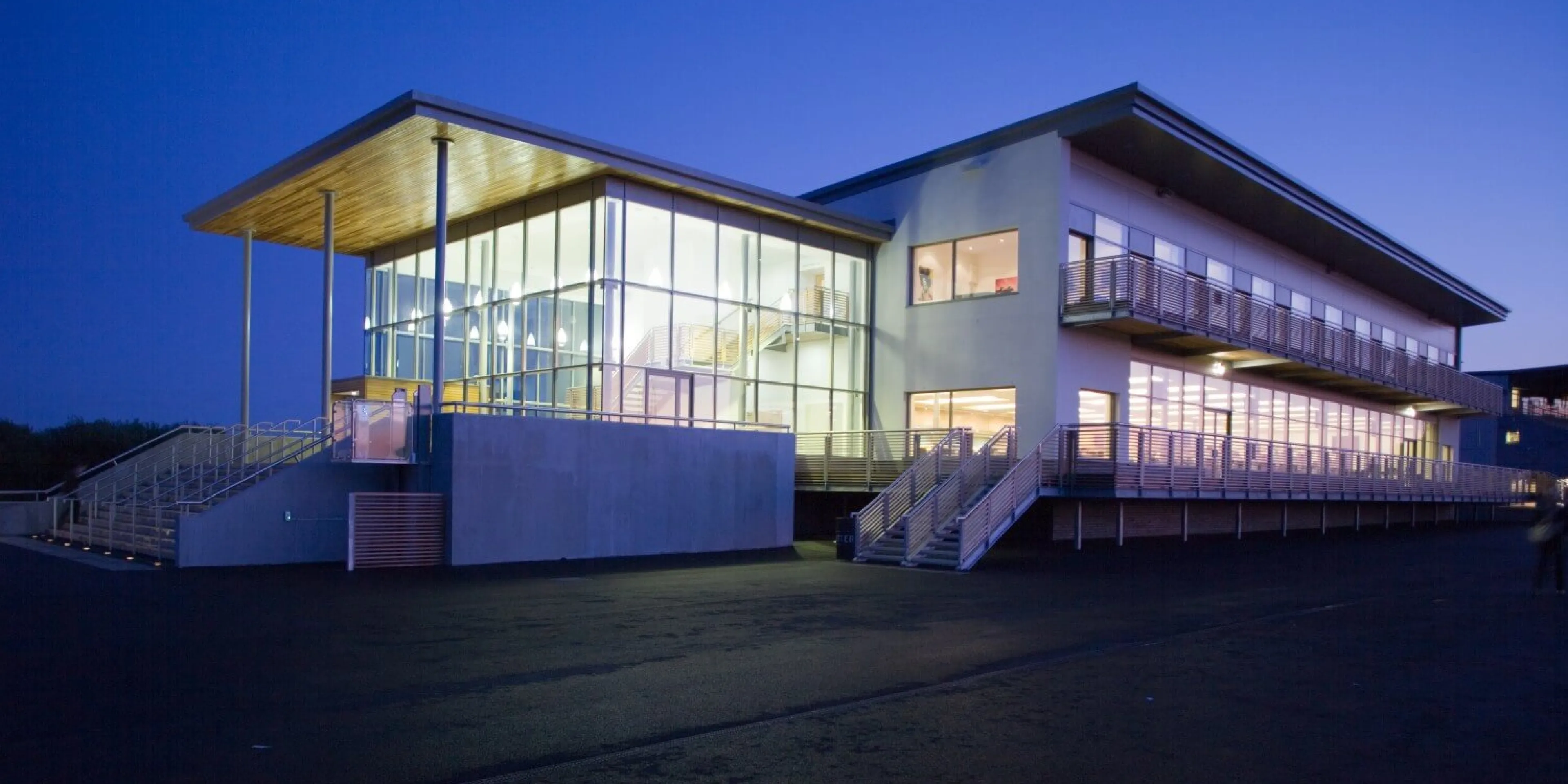 Down Royal Corporate Facility Refurbishment illuminated at night